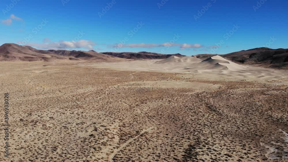 Overview of Sand Dunes with Nevada Desert - Aerial Overview of Sand Dunes with Nevada Desert - Aerial