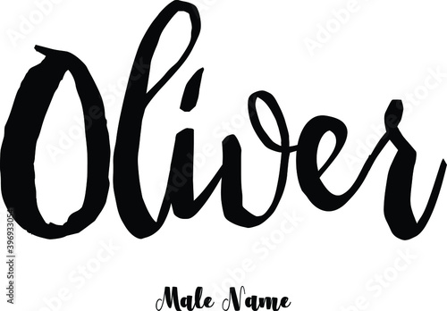 Foto Oliver -Male Name Cursive Calligraphy Text on White Background