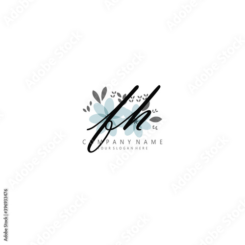 FH Initial handwriting logo template vector 