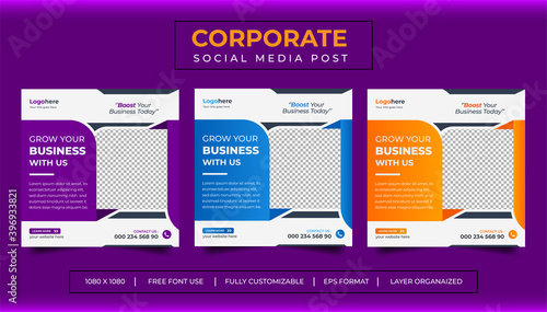 Digital Business Marketing Agency Social Media Banner, Square Flyer Template, Editable web Banner Post Template, Promotion corporate Web Banner Stories Ads.