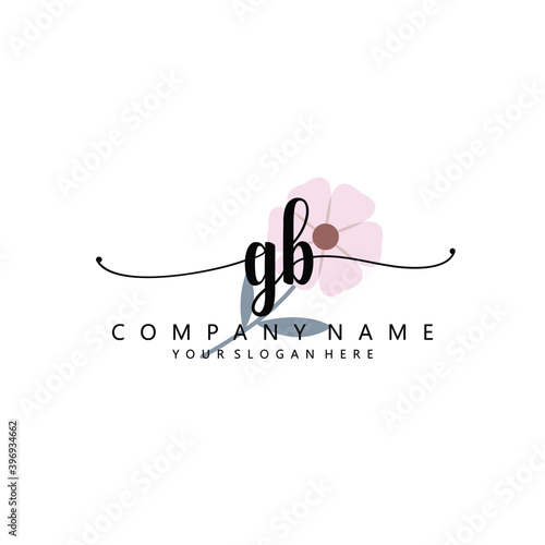 GB Initial handwriting logo template vector 