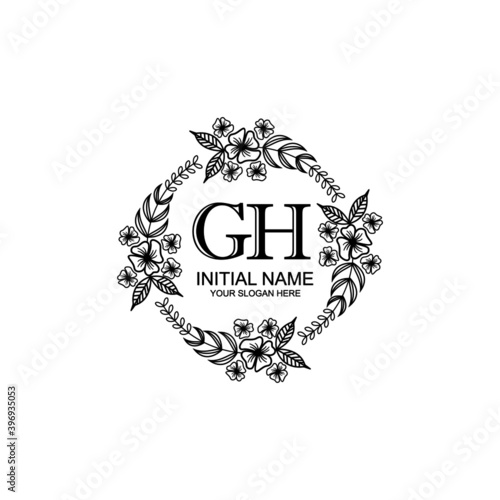 GH Initial handwriting logo template vector
