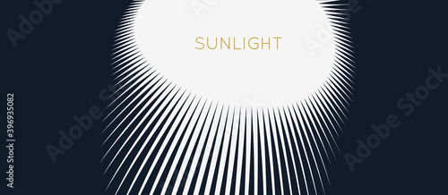 Black and white sunburst pattern. Sun ray or star burst. Radial lines background. Explosion vector illustration with copy space.