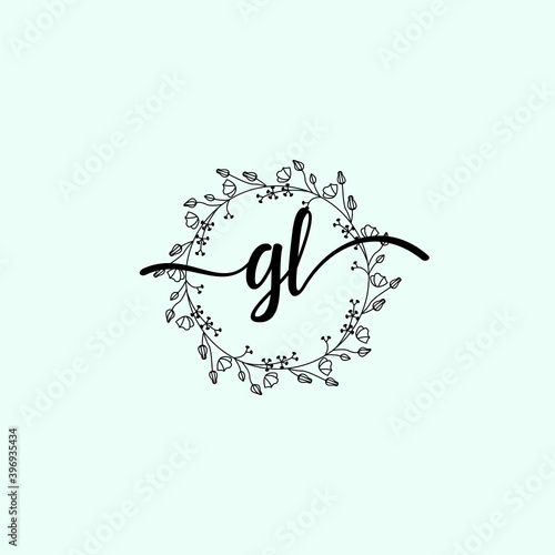 GL Initial handwriting logo template vector
