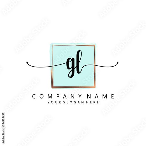 GL Initial handwriting logo template vector
