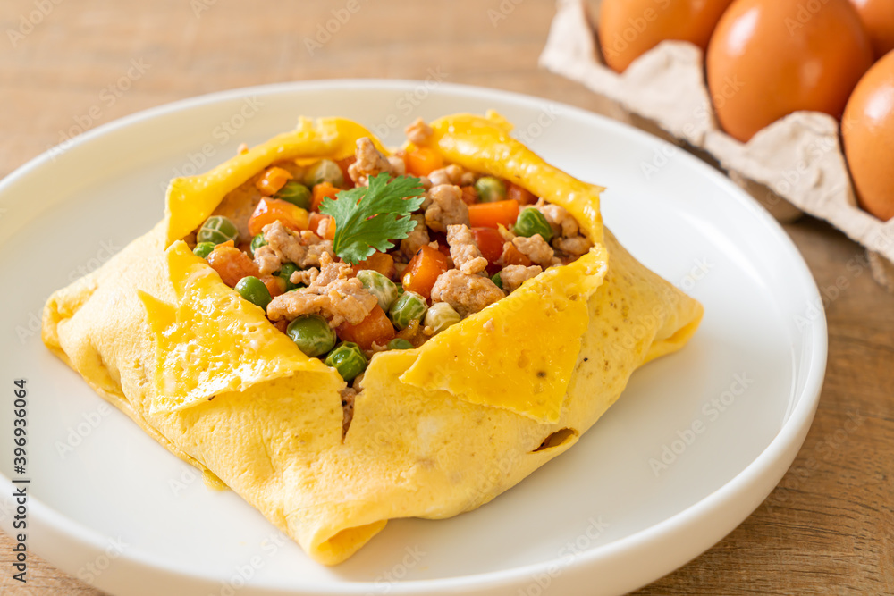 egg wrap or stuffed egg with minced pork and vegetable egg wrap or stuffed egg with minced pork and vegetable