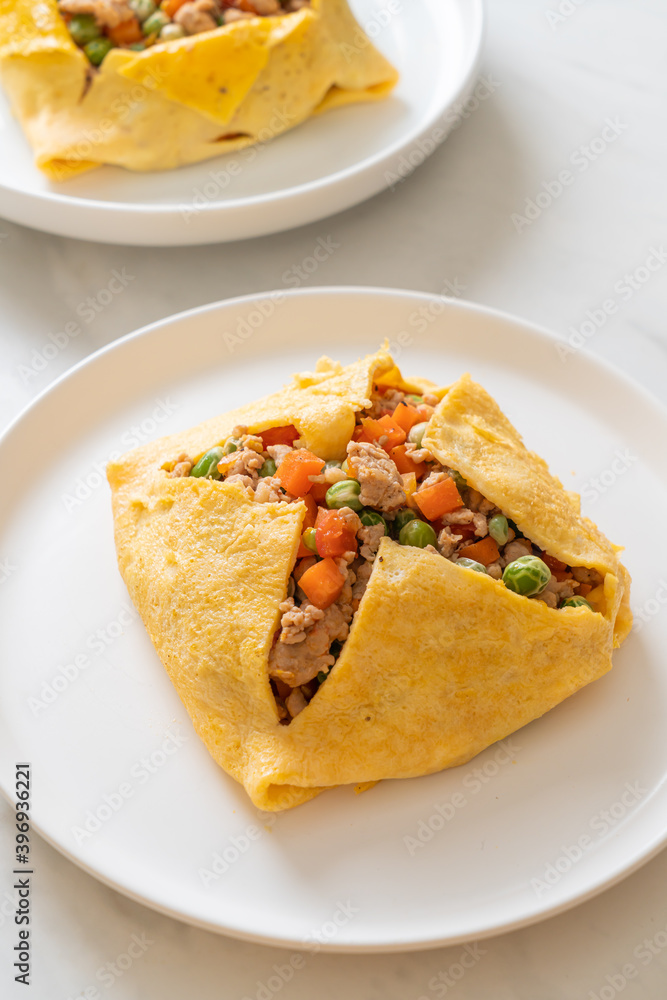 egg wrap or stuffed egg with minced pork and vegetable egg wrap or stuffed egg with minced pork and vegetable