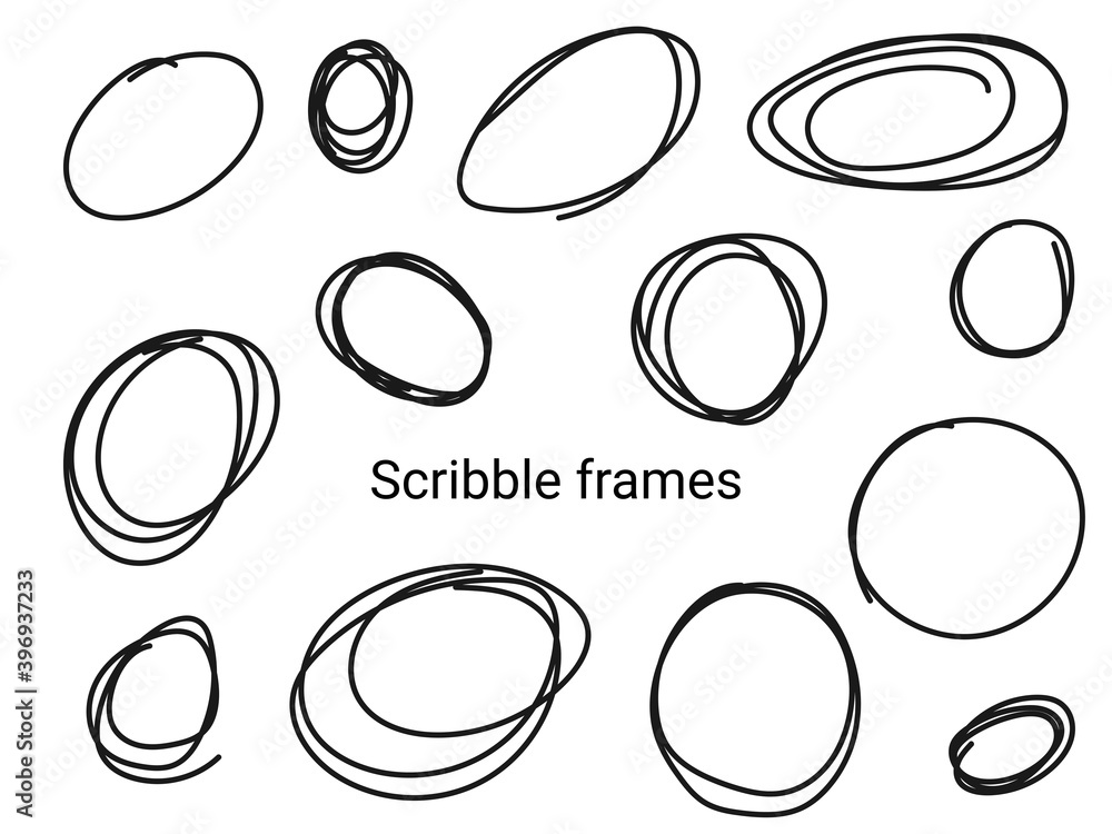 Hand drawn scribble circle set design Vector. Hand drawn scribble circle set design Vector.