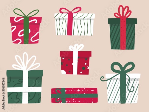 vECTOR Hand drawn christmas gift collection.