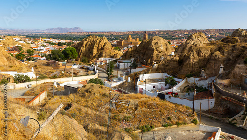Cave houses and Rock formations. Guadix. Province Granada, Andalusia, Spain