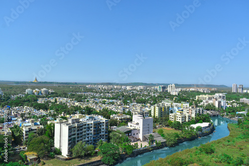 River flowing through ecofriendly city in india at Gorai Mumbai