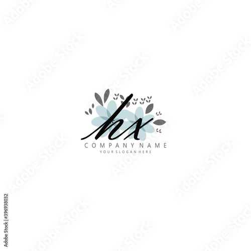 HX Initial handwriting logo template vector 