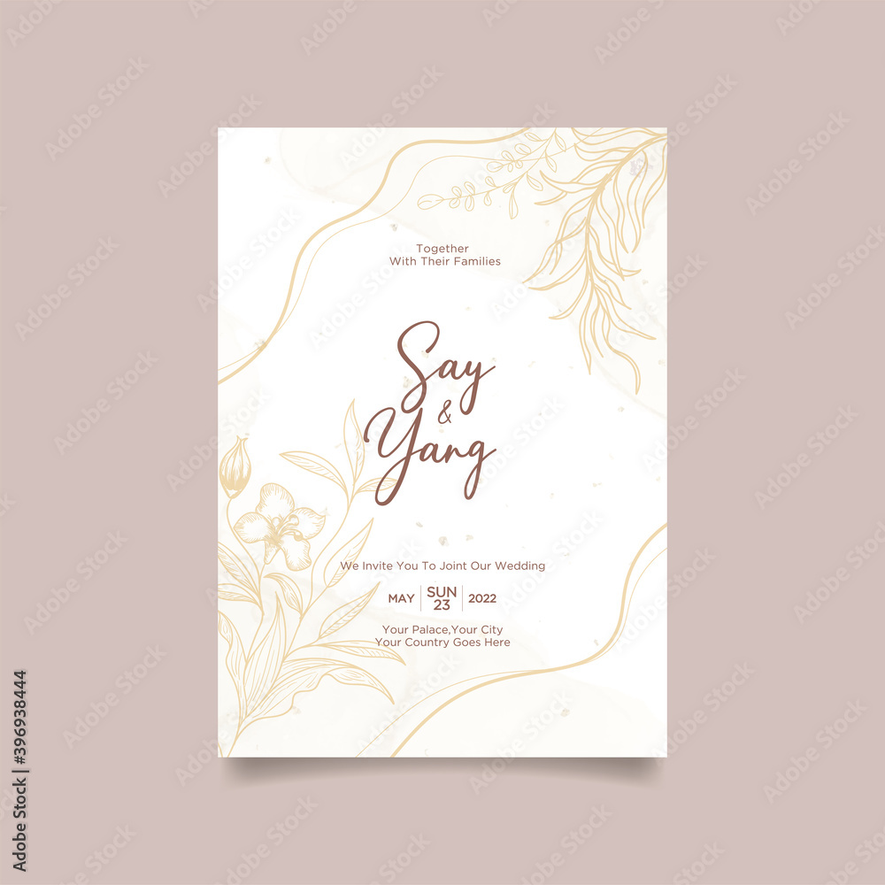 minimalist floral wedding invitations card template