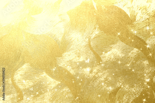 金色の和紙と光　背景素材 
