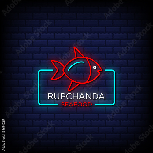 Rupchanda seafood neon signs style text