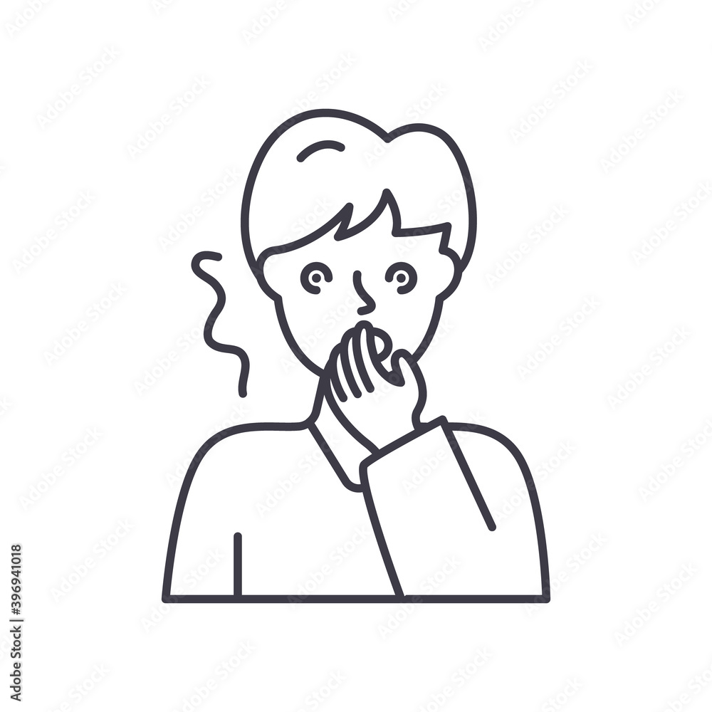 Nausea icon, linear isolated illustration, thin line vector, web design sign, outline concept symbol with editable stroke on white background. Nausea icon, linear isolated illustration, thin line vector, web design sign, outline concept symbol with editable stroke on white background.