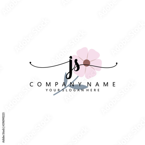 JS Initial handwriting logo template vector 