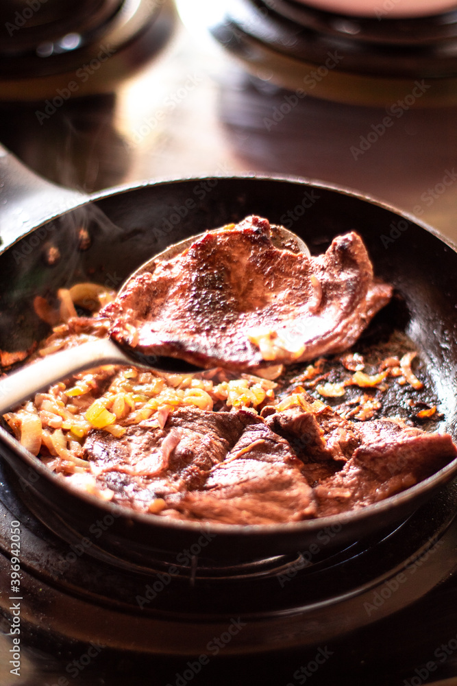 Delicious homemade meat with onion Delicious homemade meat with onion