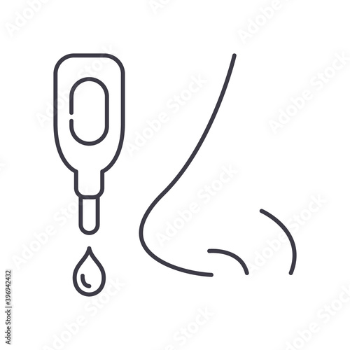 Nasal drops icon, linear isolated illustration, thin line vector, web design sign, outline concept symbol with editable stroke on white background.