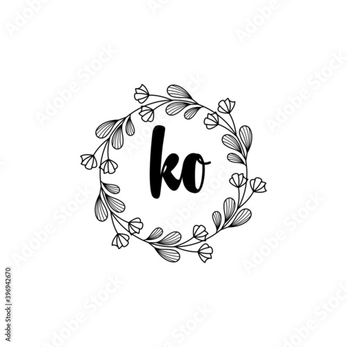KO Initial handwriting logo template vector 