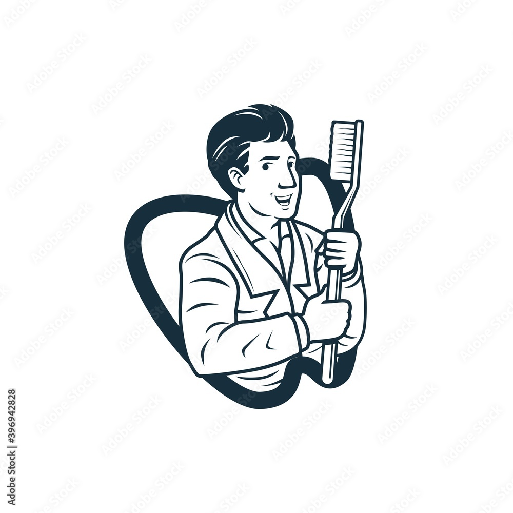 dental character logo. doctor with toothpaste. dental character logo. doctor with toothpaste.