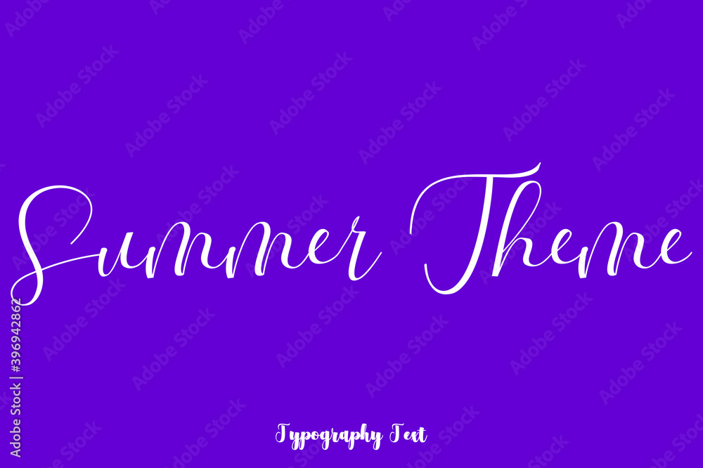 Summer Theme Hand lettering Cursive  Typography Phrase On Purple Background