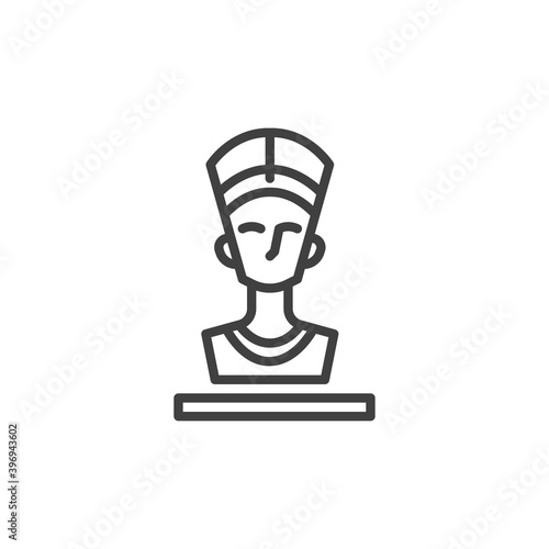 Nefertiti Queen line icon. linear style sign for mobile concept and web design. Ancient Egyptian queen Nefertiti outline vector icon. Symbol, logo illustration. Vector graphics