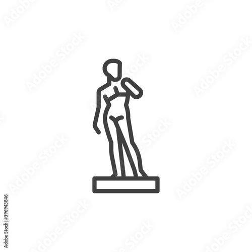 Apollo statue line icon. linear style sign for mobile concept and web design. Ancient roman statue outline vector icon. Symbol, logo illustration. Vector graphics