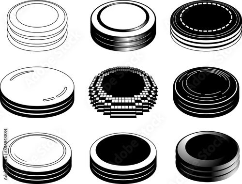 Monochrome 3 stacked Coin medals