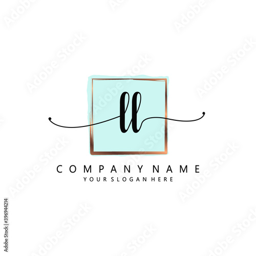 LL Initial handwriting logo template vector 