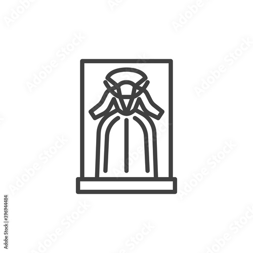 Medieval dress line icon. linear style sign for mobile concept and web design. Museum ancient dress outline vector icon. Symbol, logo illustration. Vector graphics