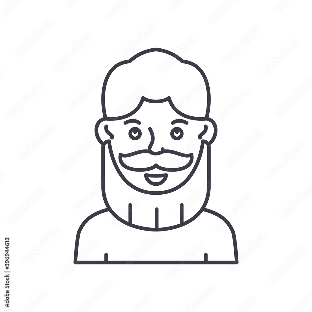 Mustache icon, linear isolated illustration, thin line vector, web design sign, outline concept symbol with editable stroke on white background. Mustache icon, linear isolated illustration, thin line vector, web design sign, outline concept symbol with editable stroke on white background.