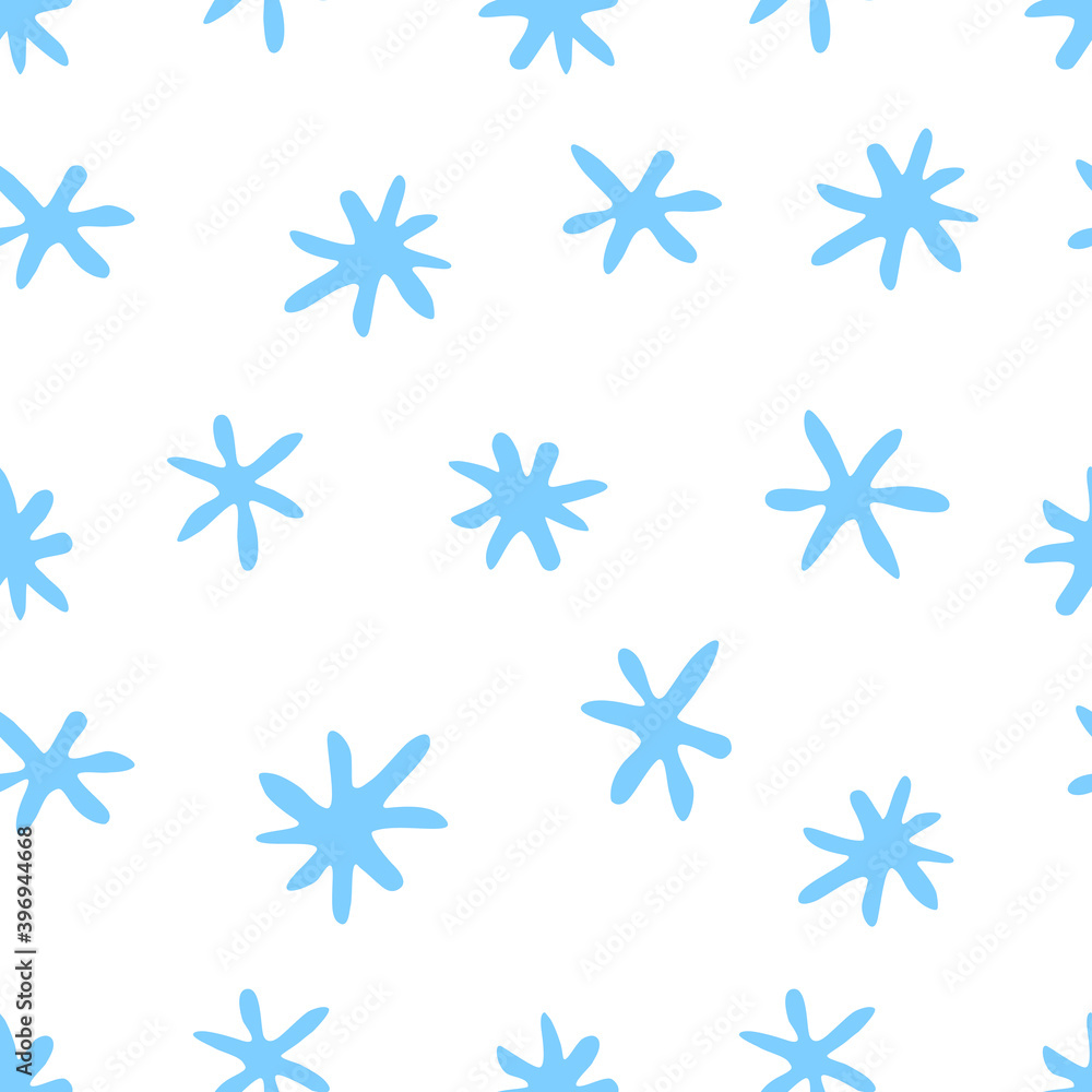 Vector seamless pattern from hand drawn snowflakes in doodle style. Winter, christmas, new year background and texture. Snowfall and night sky Vector seamless pattern from hand drawn snowflakes in doodle style. Winter, christmas, new year background and texture. Snowfall and night sky