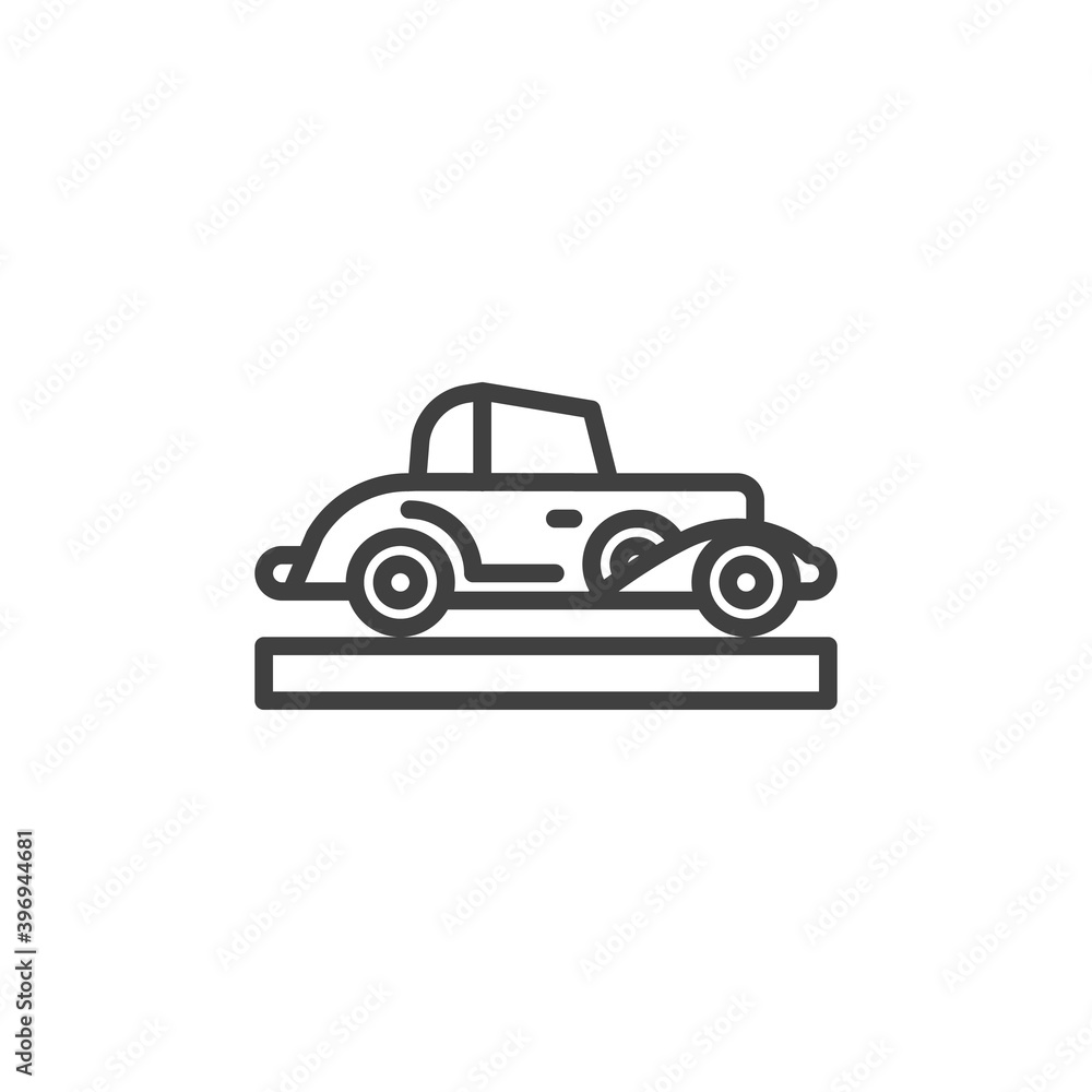 Retro car line icon. linear style sign for mobile concept and web design. Vintage Car outline vector icon. Symbol, logo illustration. Vector graphics