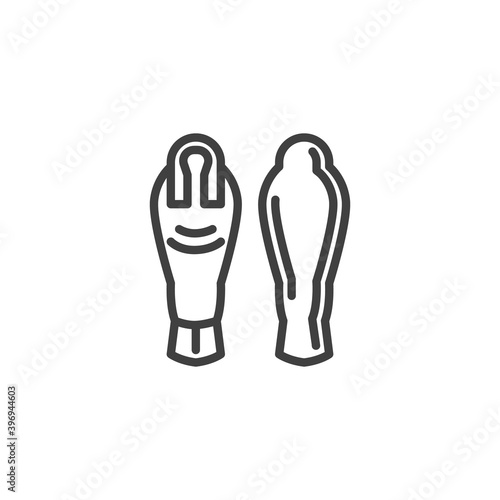 Egyptian sarcophagus line icon. linear style sign for mobile concept and web design. Egyptian mummy sarcophagus outline vector icon. Symbol, logo illustration. Vector graphics