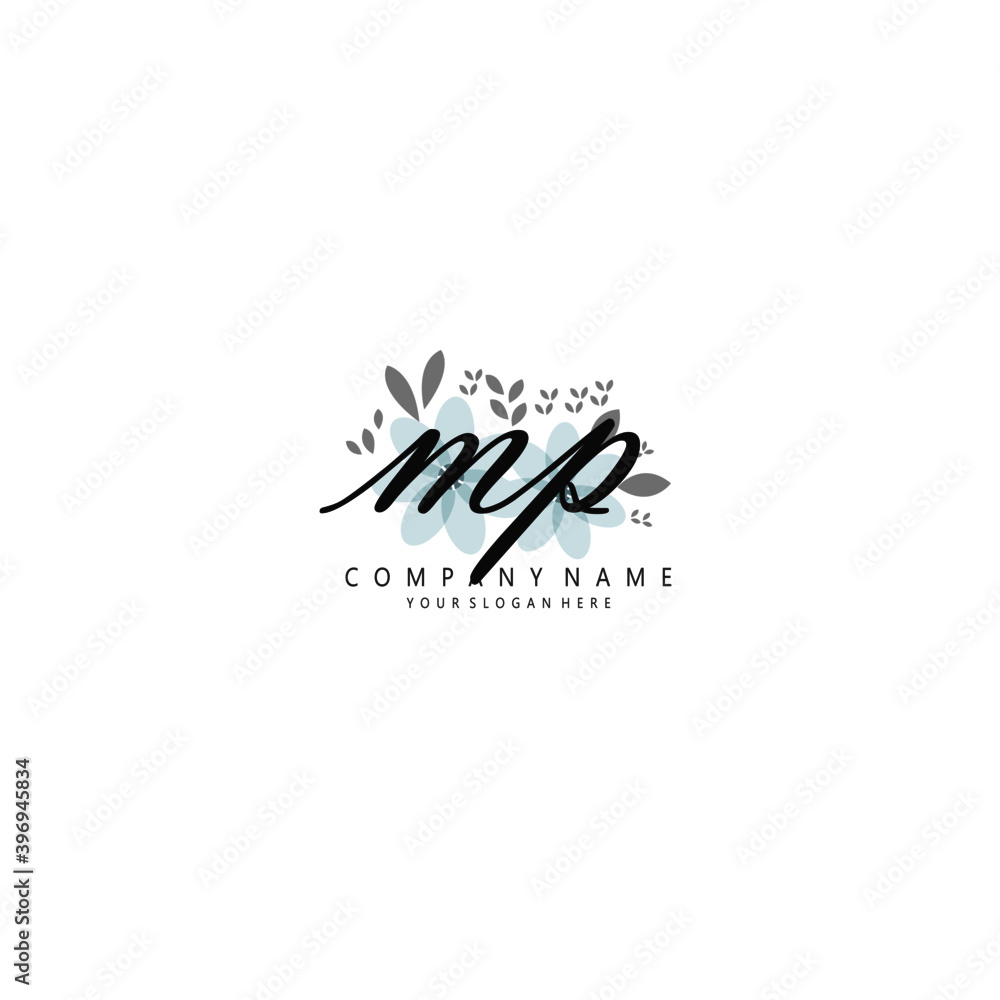 MP Initial handwriting logo template vector 