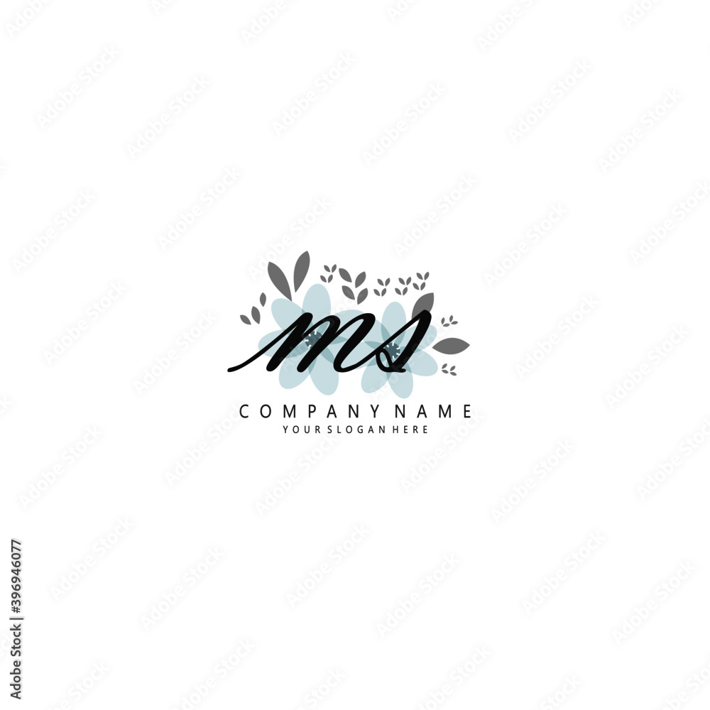 MS Initial handwriting logo template vector 