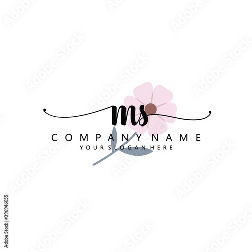 MS Initial handwriting logo template vector 