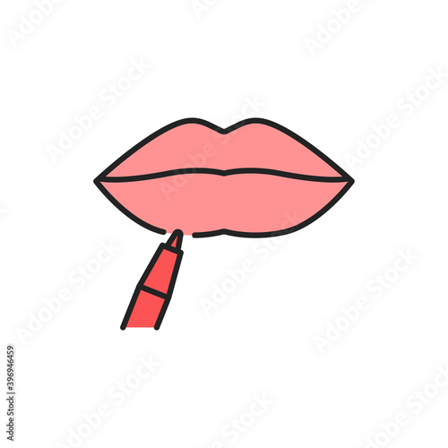 Apply lip liner line color icon. Sign for web page, mobile app