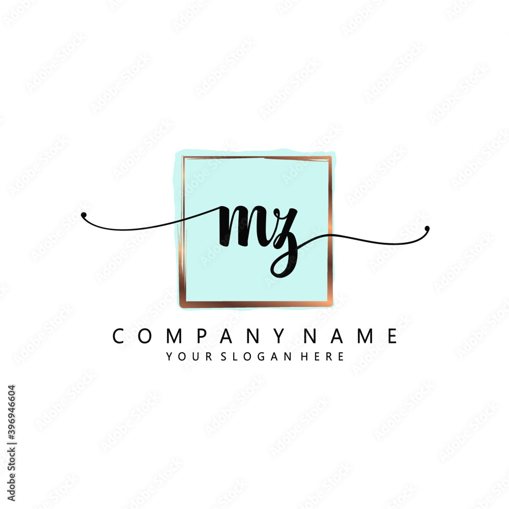 MZ Initial handwriting logo template vector MZ Initial handwriting logo template vector