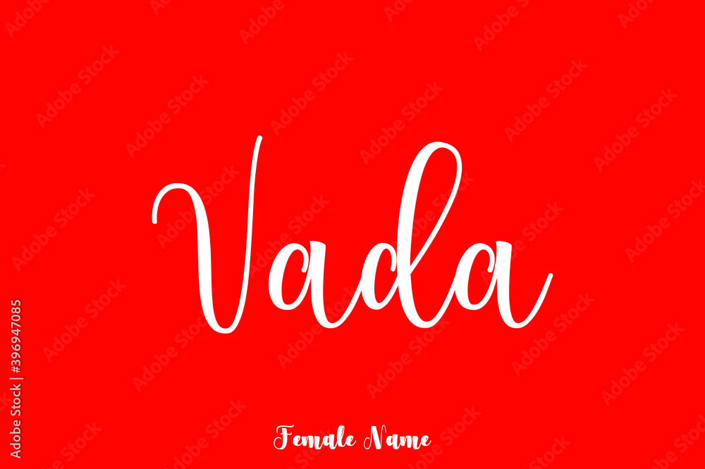 Vada-Female Name Calligraphy Text On Red Background