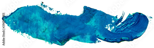 Hand drawn isolated oil paintbrush stripe template with dirty blue and green color spots esp 10 vector illustration for your text atop.