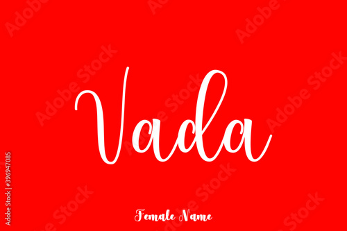 Vada-Female Name Calligraphy Text On Red Background