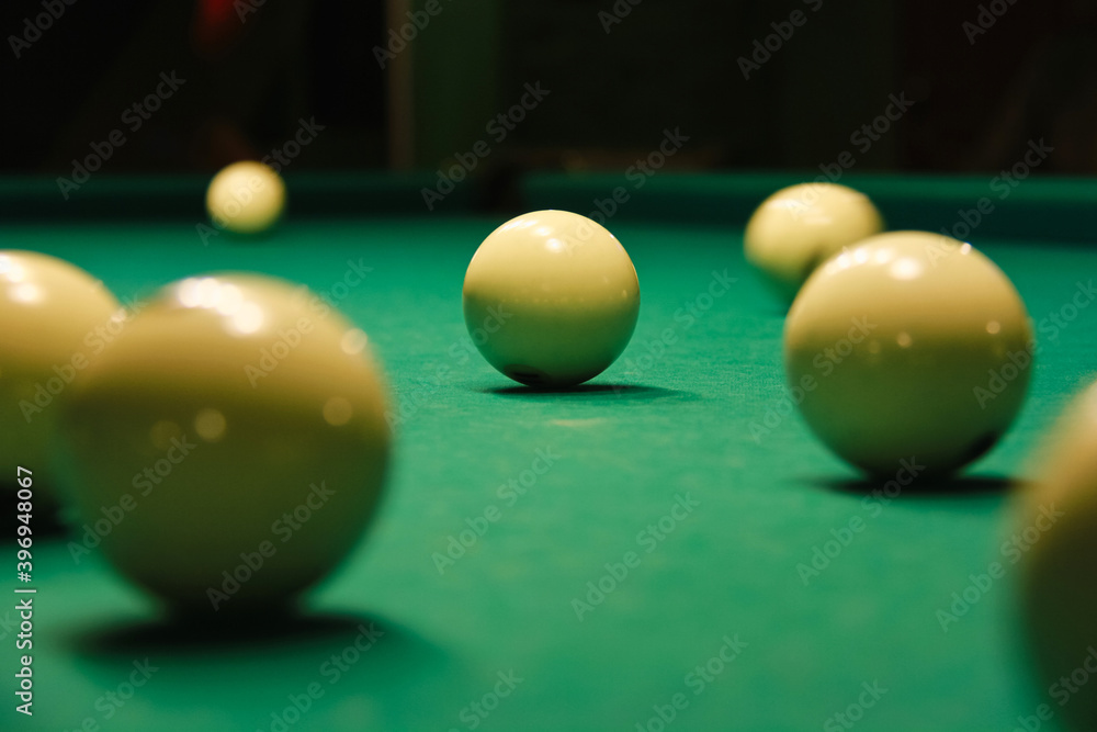 Billiard table with balls