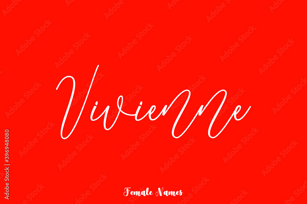 Vivienne -Female Name Cursive Typography Text On Red Background