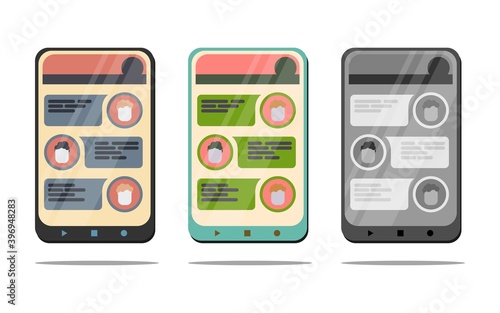 Exchange of messages on social networks and messengers between people. Vector illustration in flat style