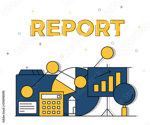 Illustration of statistics report for business and finance presentation.