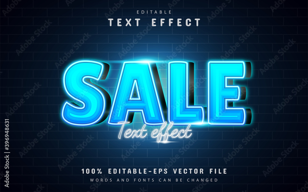Sale text effect with blue gradient
