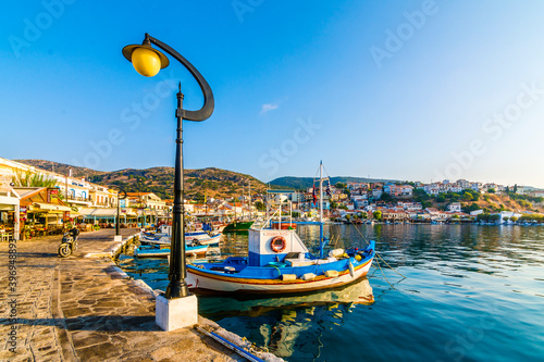 Pythagoreio Harbour view. Pythagoreio is the most popular village in Samos Island. photo