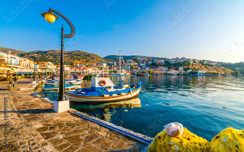 Fototapeta Naklejka Na Ścianę i Meble -  Pythagoreio Harbour view. Pythagoreio is the most popular village in Samos Island.
